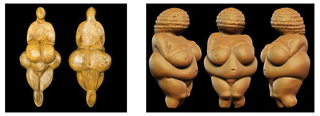 Esculturas - Venus de Lespugue y Venus de Willendorf